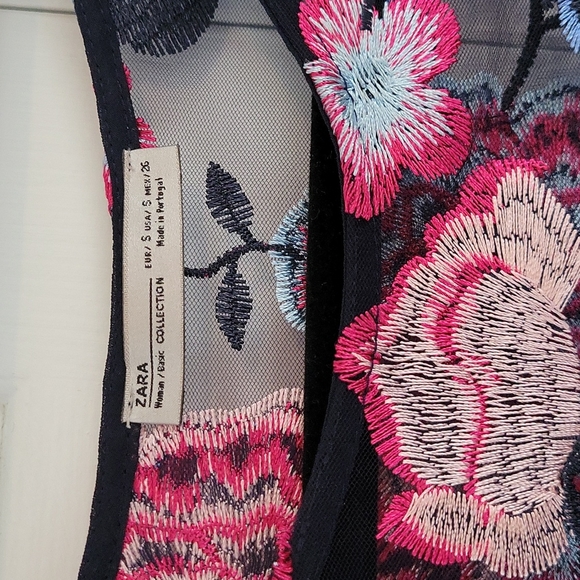Zara Sheer Floral Embroidery Blouse - Picture 7 of 8